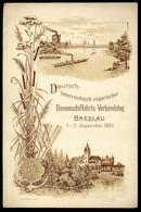 BRESLAU 1901. Binnenschiffahrts-Verbandstag Menükártya  /  MENU CARD - Menu