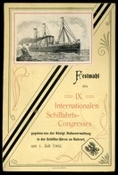 RUHRORT 1902. IX. Inter. Schiffahrts Congresses , Menükártya  /  MENU CARD  IX. International Ship Travel Conference - Menu