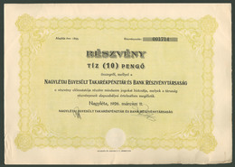 NAGYLÉTAI Egyesült Takarékpénztár Részvény 1926  /  United Savings Bank Share - Non Classés