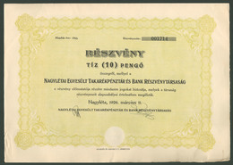 NAGYLÉTAI Egyesült Takarékpénztár Részvény 1926  /  United Savings Bank Share - Non Classificati