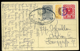 AUSTRIA 1921. Képeslap, Felezéssel (!) Deutsche-österr Donau Flottile Bélyegzéssel . R!  /  AUSTRIA  Vintage Pic. P.card - Lettres & Documents