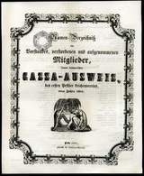 PEST 1852. Dekoratív, Szignettás,fametszetes Nyomtatvány, Trattner  /  Decorative Xylograph Print - Covers & Documents