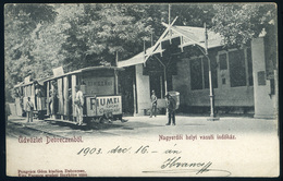 DEBRECEN 1903. Nagyerdői Helyi Vasúti Indóház, Kisvasút Bikszádi és Fiumei Cacao Csokoládé Reklámokkal , Régi Képeslap   - Hungary