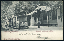 DEBRECEN 1903. Nagyerdői Helyi Vasúti Indóház, Kisvasút Bikszádi és Fiumei Cacao Csokoládé Reklámokkal , Régi Képeslap   - Hongarije