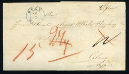 BUDA 1848.05.19. Portós Levél , Kék Bélyegzéssel August Wilhelm Flinzberg Szenátornak Coburgba Küldve  /  Unpaid Letter  - ...-1867 Préphilatélie