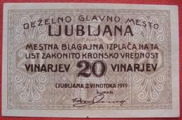 Notgeld: Ljubljana / Laibach - 20 Vinarjev 1919 - Slovénie