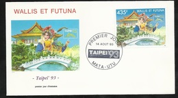 W. Et F. Lettre Illustrée  Premier Jour Mata-Utu Le 14/08/1993 N°454 Expo. Phil. Internationale Formose Taipei '93  TB - FDC