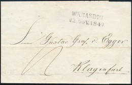 1847 Portós Levél / Unpaid Cover 'WARASDIN' - Klagenfurt - Other & Unclassified