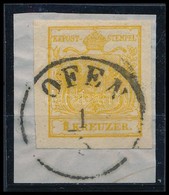 1850 1kr Kadmiumsárga HP III / Cadmium Yellow 'OFEN' Certificate: Ferchenbauer - Other & Unclassified