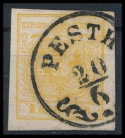 O 1850 1kr Aranysárga MP Ib, Erős Szín / Golden, Strong Colour 'PESTH' Certificate: Babor - Other & Unclassified