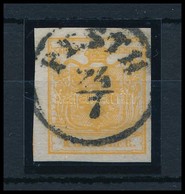O 1850 1kr Narancs HP Ib, II. Lemez / Orange, Plate II 'PESTH' Certificate: Strakosch - Other & Unclassified