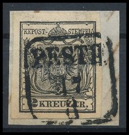 1850 2kr HP IIIa Fekete / Black 'PESTH' Certificate: Strakosch - Other & Unclassified