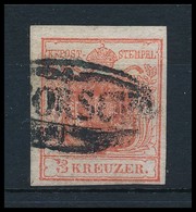 O 1850 3kr Kárminpiros HP Ia Kiemelt Középrész, Lemezhiba / Carmine Red, Highlighted Middle Part, Plate Flaw '(ALT) ORSO - Autres & Non Classés