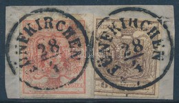 1850 3kr + 6kr Kivágáson / On Cutting 'FÜNFKIRCHEN' - Autres & Non Classés