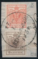 1850 3kr + 6kr Kivágáson / On Cutting 'SZIGETVÁR' (Gudlin 300 P) - Autres & Non Classés