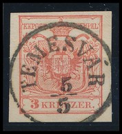 O 1850 3kr MP IIIa Paradicsompiros / Tomato Red 'TEMESVÁR' Certificate: Strakosch - Sonstige & Ohne Zuordnung