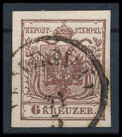 O 1850 6kr Gesztenyebarna HP III, 0,12 Mm Kartonpapír / Chestnut, Thick Paper 'TEMESVÁR' Certificate: Steiner - Other & Unclassified
