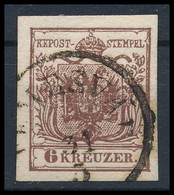 O 1850 6kr Gesztenyebarna HP III, 0,12 Mm Kartonpapír / Chestnut, Thick Paper 'TEMESVÁR' Certificate: Steiner - Altri & Non Classificati