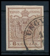 O 1850 6kr Barna HP I ívszéli, Első Nyomat / Brown, First Print With Margin 'UNGV(AR)' Certificate: Steiner - Other & Unclassified