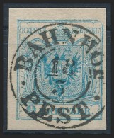 O 1850 9kr Világoskék MP IIIb Finom Nyomat, Látványos Lemezhiba / Light Blue, Fine Print With Plate Flaw 'BAHNHOF / PEST - Autres & Non Classés