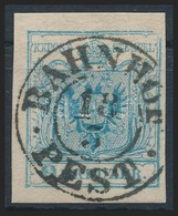 O 1850 9kr Világoskék MP IIIb Finom Nyomat, Látványos Lemezhiba / Light Blue, Fine Print With Plate Flaw 'BAHNHOF / PEST - Altri & Non Classificati