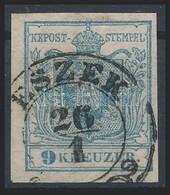 O 1850 9kr Világoskék HP I Lemezhibák, Magistris 37 / Light Blue, With Plate Flaws 'ESZÉK' Certificate: Strakosch - Autres & Non Classés