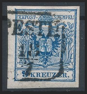 O 1850 9kr Mély Sötétkék HP IIIa Hatalmas Vízjellel / Deep Dark Blue, With Large Watermark 'PESTH' Certificate: Steiner - Autres & Non Classés