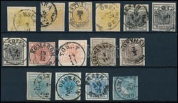 O 1850 Szép Kis Tétel, 14 érték Szín, Papír, Típus Változatokkal Hozzá Kék Hírlapbélyeg / 14 Values With Paper, Colour A - Other & Unclassified