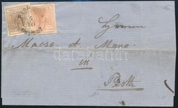 ~1850 3kr + 6kr Levélen / On Cover 'PANCSOVA' - Pesth - Other & Unclassified