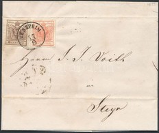 1853 3kr + 6kr Levélen / On Cover 'VESZPRIM' - Steyr - Sonstige & Ohne Zuordnung