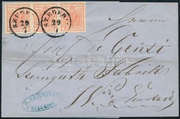 ~1855 3kr MP III Hármascsík Levélen / Stripe Of 3 On Cover 'SZEGEDIN' - Wiener Neustadt - Autres & Non Classés