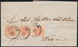 1855 3kr Függőleges Hármascsík Levélen, Nagyon Szép állapotban / Stripe Of 3 On Cover 'AGRAM' - Wien - Autres & Non Classés