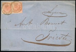 1855 2 X 3kr Levélen / On Cover 'KARLSTADT' - Triest - Sonstige & Ohne Zuordnung