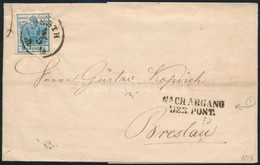 1856 9kr MP III Levélen Külföldre / On Cover 'PESTH' + 'NACH ABGANG DER POST' - Breslau - Other & Unclassified