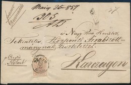 1857 2 X 6kr Ajánlott Levél Elő- és Hátoldalán / On Registered Cover 'PESTH' - Karczag - Andere & Zonder Classificatie