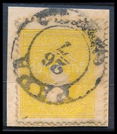 1858 2kr Kénsárga II, Festékfoltok A Fejen / Sulfur Yellow, Paint Spots On The Head 'PÁPA' Certificate: Steiner - Other & Unclassified