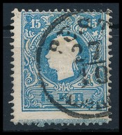 O 1858 15kr Kék II, Látványos Andráskereszt Végződéssel / 15kr II Blue, With St. Andrews Cross Part 'PEST(H) / Aben(ds)' - Autres & Non Classés