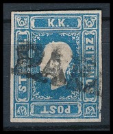 O 1858 Kék Hírlapbélyeg I. Típus Varratvízjellel, Rendkívül Ritka Darab! / Blue Newspaper Stamp Type I., Ladurner, R! 'P - Sonstige & Ohne Zuordnung