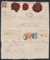 1858 5kr + 15kr, Hátoldalon 10kr; Háromszínű Bérmentesítés (sérült Bélyegek) Ajánlott Levélen / 3 Colour Franking (demag - Other & Unclassified