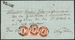 1859 5kr Hármascsík Ajánlott Levélen + 5kr A Hátoldalon / 5kr Stripe Of 3 On Registered Cover + 5kr On The Backside 'SIK - Autres & Non Classés