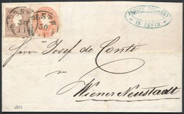 1861 1858 10kr + 1861 5kr Vegyes Bérmentesítés Levélen / Mixed Franking On Cover 'PESTH' - W. Neustadt - Autres & Non Classés
