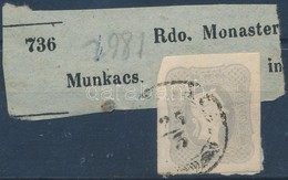 1861 Hírlapbélyeg Szürkés Ibolya, Címszalag Darabon / Gray Violet, On Wrapper Piece '(MUN)KÁCS' Certificate: Steiner - Autres & Non Classés