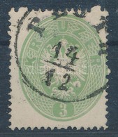 O 1863 3kr Zöld Felül Kimaradt Foglyukak, Szép Friss / Green, Perforation Error, Fresh Piece 'PESTH' - Other & Unclassified