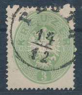 O 1863 3kr Zöld Felül Kimaradt Foglyukak, Szép Friss / Green, Perforation Error, Fresh Piece 'PESTH' - Autres & Non Classés