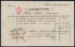 1864 5kr Okmánybélyeg Helyett Számlán / 5kr Postal  Instead Of Fiscal  Stamp On Invoice Raab - Győr (Ferchenbauer 1.000  - Other & Unclassified