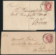 1869-1870 2 Db Küldemény 5kr Bérmentesítéssel / 2 Covers With 5kr Franking 'PÉCS' - Autres & Non Classés