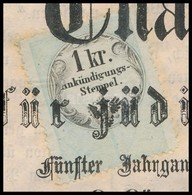 1862 Ankündigungs-Stempel Hirdetménybélyeg Szegedi Izraelita Hetilapon / Newspaper With Ankündigungs-Stempel - Andere & Zonder Classificatie