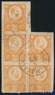1871 Réznyomat 2kr 5-ös Tömb, 1 Darabon Festékfolt / Block Of 5, Paint Spot On 1 Piece 'NAGYTAPOLCSÁN' - Andere & Zonder Classificatie