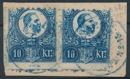 1871 Réznyomat 2 X 10kr Képbe Fogazva Kivágáson / Shifted Perforation On Cutting, Kék / Blue 'BRIEFSAMMLUNG' - Altri & Non Classificati