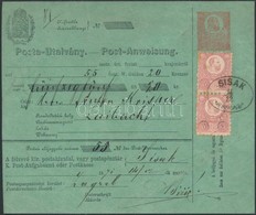 1871 Díjjegyes Postautalvány Réznyomat 2 X 5kr Kiegészítő Bérmentesítéssel / Mi 10 Pair On PS-money Order 'SISAK' - Andere & Zonder Classificatie